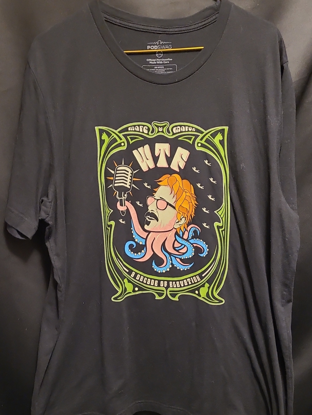 Podswag "WTF with Marc Maron" 10th Anniversary tee, designed by Johnny Jones
